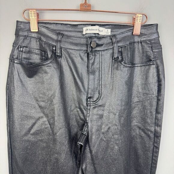 REBECCA MINKOFF | NEW Black Coated Sparkle Skinny Jeans Women’s Size 6 & 8 - Picture 5 of 13